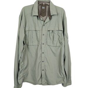 REI Mens M Lt Green Shirt Long Sleeve Button Breathable Vented Fishing Outdoors